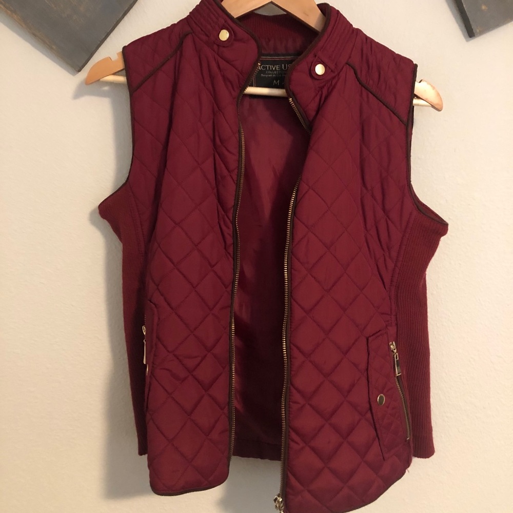Maroon quilted vest